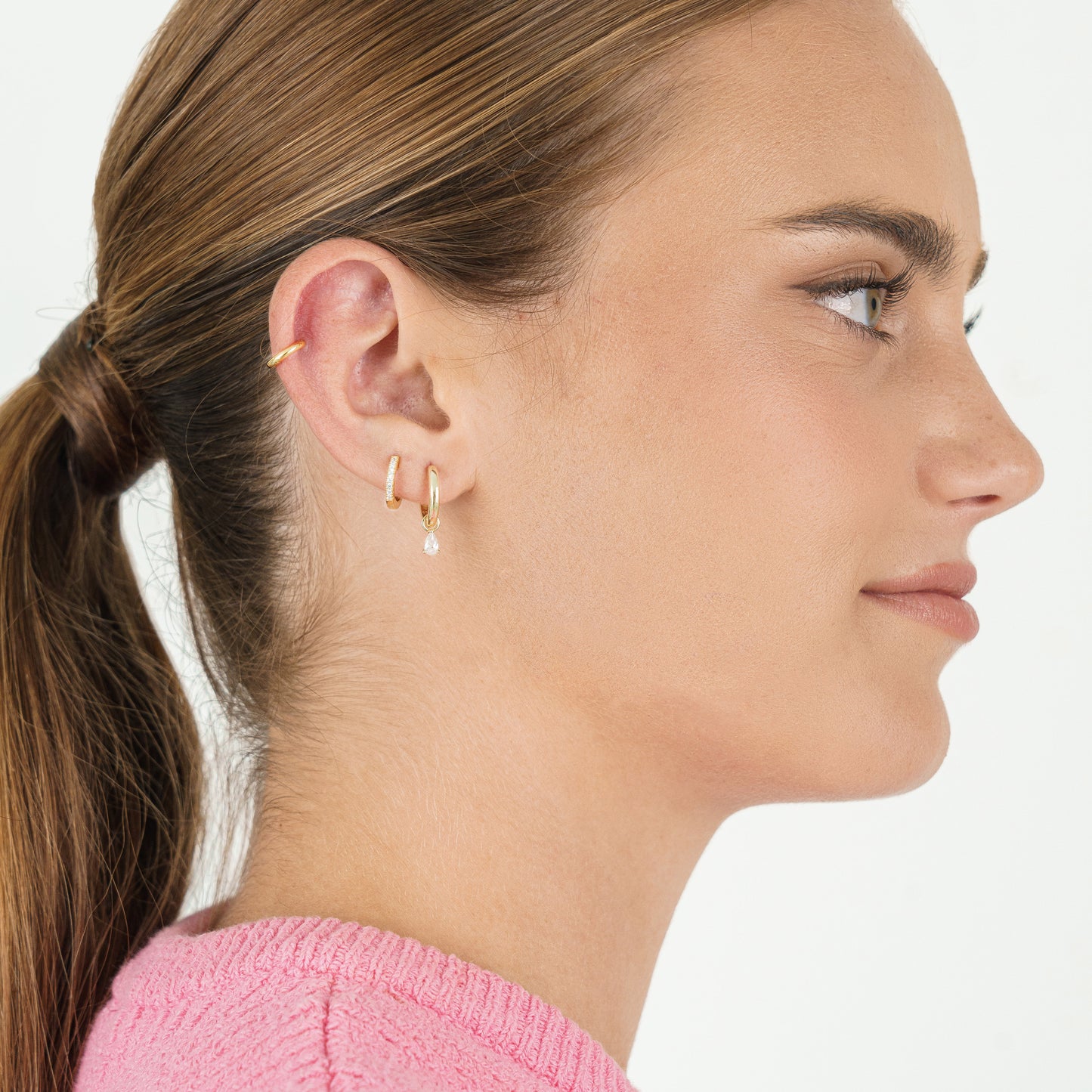 14K Gold Plated Sterling Silver Huggies Earrings