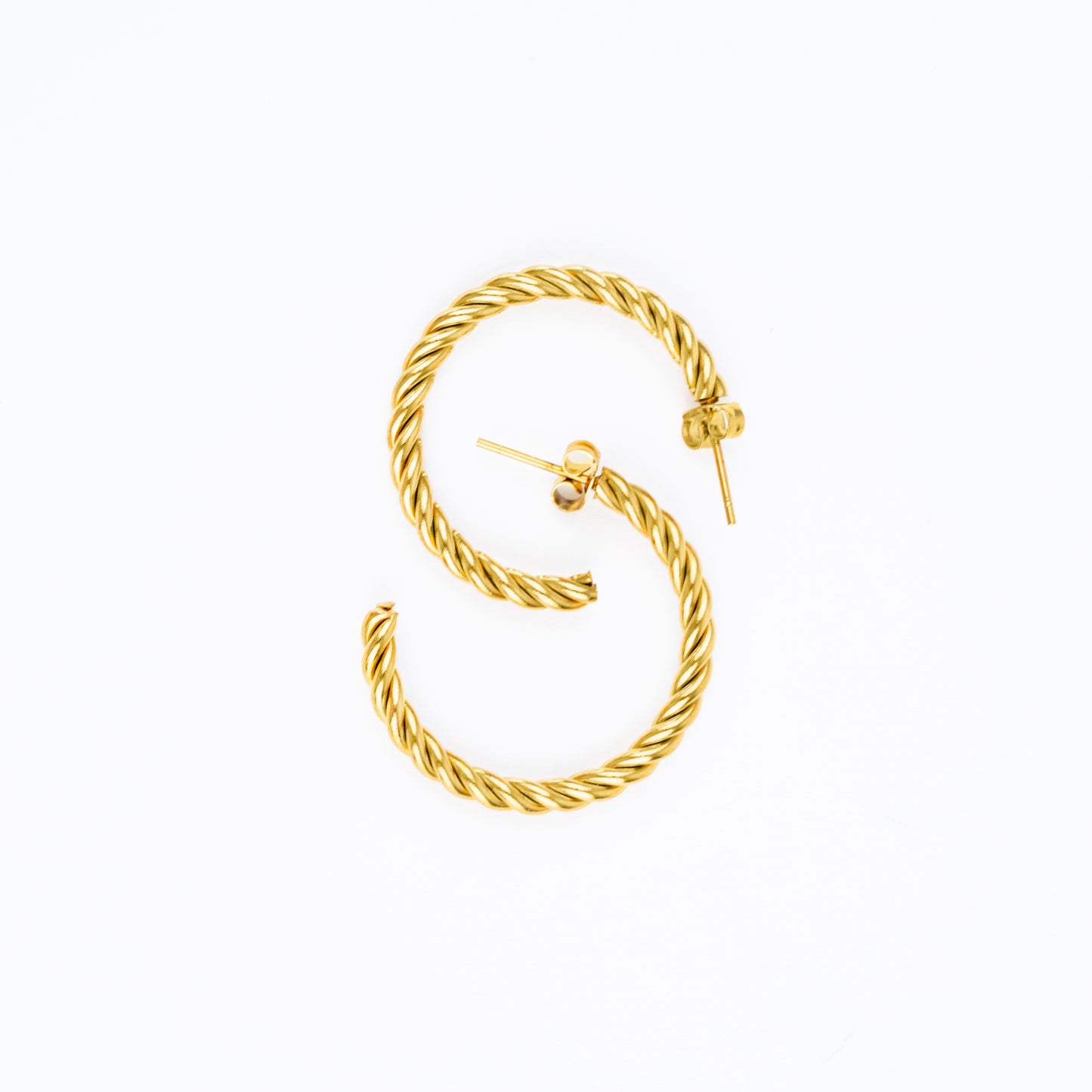 14K Gold Plated Twisted Hoop Earrings