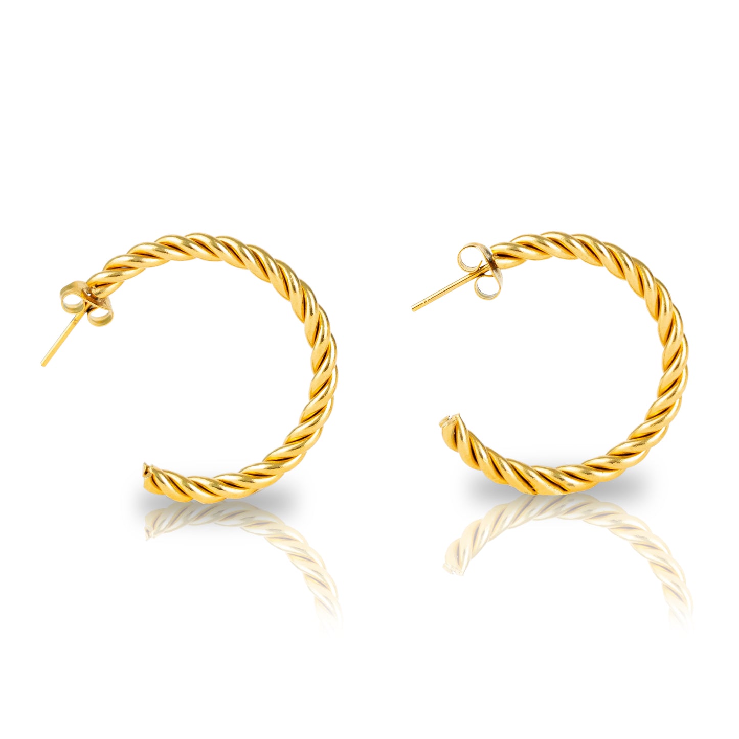 14K Gold Plated Twisted Hoop Earrings